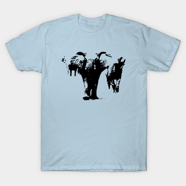 Elephant Herd Silhouette T-Shirt by ACGraphics